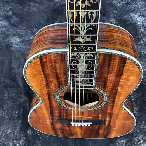 39 Inch ooo Type All KOA Wood Acoustic Guitar Abalone Inlays Ebony Fingerboard Electric Guitar