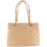 香奈兒 Grand Shopping Tote 手提包，Matelassé GST 絎縫手提包，魚子醬紋皮革，米色，意大利製造，2012 年款，米色，單肩包，敞口款式，女士 [二手]