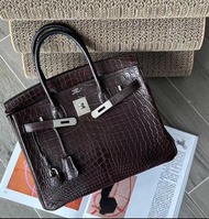 Birkin 30 烏木色銀扣 霧面鱷魚 Square K stamp