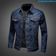 Ready Stock jaket lelaki motorcycle Jekat Spring and autumn blue vintage denim jacket men's casual v