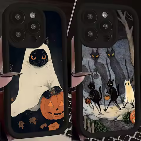 Creative lovely Halloween cat Phone Case for Samsung S25 S24 S23 S22 S21 S20 F06 M16 FE Plus Ultra 4