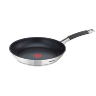 Tefal ILLICO Stainless Steel Induction Nonstick Frying Pan (24cm, 26cm, 28cm) Dishwasher Oven Safe No PFOA Thermo-Spot Heat Indicator Silver