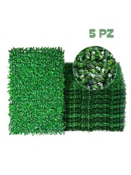 5 Piezas Muro Verde Follaje Artificial Sintético Para Su Hogar De 60x40cm