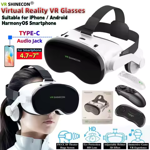 G18E Virtual Reality VR Glasses Huge Screen 3D Glasses Goggle HD Stereo VR Headset Helmet for 4.7-7"