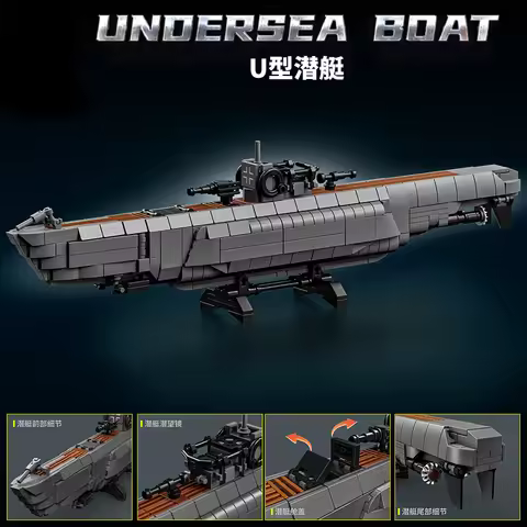 World War II German U-type submarine building blocks aircraft carrier cruiser nuclear submarine boys