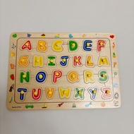售（二手）德國🇩🇪Hape愛傑卡木製玩具-數字/大寫英文字母拼圖ABC每片250 2款一起480元