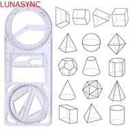 LUNASYNC Geometry Ruler, Ruler Straight Multifunctional Drawing Ruler, Architecture Plastic Measurem