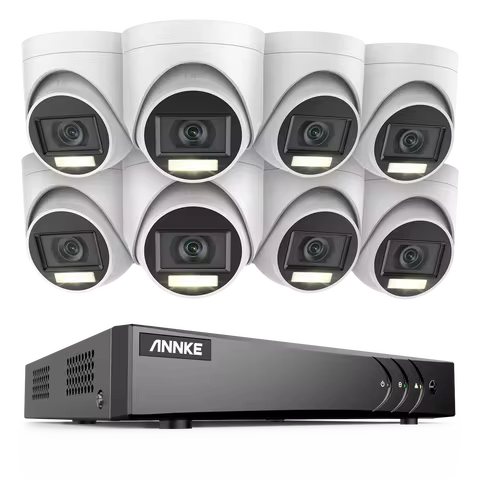 ANNKE 5MP DVR Security Surveillance Kits 8pcs Dual Light Outdoor Cameras IP67 Weatherproof H.265+ 8C