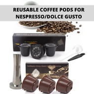 Set of 3/6 Pods Reusable Nespresso/Dolce Gusto Coffee Capsules