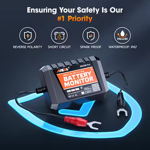 Battery Smart Monitor Tester Analyzer Bluetooth 6V/12V/24V Circuit Cranking/Charging Test ANCEL BM30