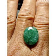 Batu Zamrud Asli 12.25 carat  FACETED OVAL CABOCHON Cut Translucent ZAMBIA Green Emerald .+ IKAT CIN