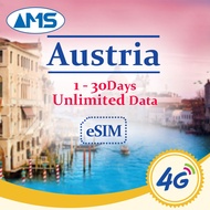 Austria eSIM 1-30 days unlimited data  Austria travel SIM card prepaid SIM card unlimited high-speed