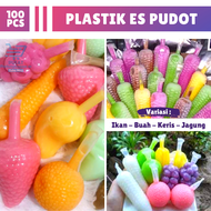 Plastik Pudot 100 pcs Campur Plastik Karakter Bentuk Buah Plastik Mambo Plastik Es Plastik Wawan Mur