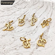 FOREVERGO Gold Plated Heart Initial Alphabet Pendant A-Z Stainless Steel Custom Name DIY Jewelry Mak