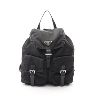 【二手】Prada PRADA VELA 1BZ811 黑色尼龍 Saffiano 皮革中型雙肩包 女款