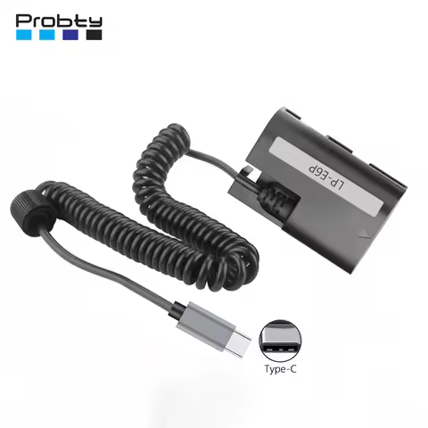 USB-C To LP-E6P LP E6P Dummy Battery for Canon EOS R5 Mark II,R5,R6,R7,R,EOS 5DS R,6D,7D,80D,90D,5D 