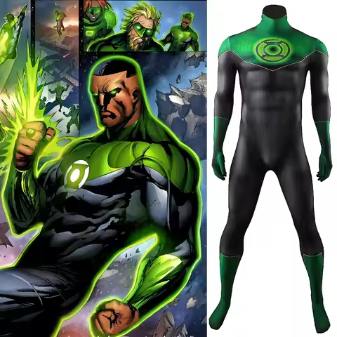 Green Lantern Cosplay John Stewart Costume Superhero 3D Printed Spandex Outfits Halloween Zentai Bod