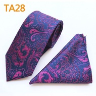 55 Style 8cm New High-quality Mens Gravatas Dots Flower Plaids Homens Tie Pocket Square Set Ties for