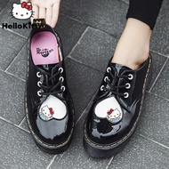 Sanrio Hello Kitty Leather Women's Shoes Cutecore Round Toe Low Heel