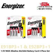 Energizer 1.5V MAX Alkaline AA/AAA Battery Card 4-Piece Set (E91BP3+1 / E92BP3+1)
