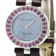 拋光 BVLGARI B-Zero1 石榴石藍色 MOP 錶盤鋼石英手錶 BZ22S BF571228