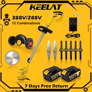 KEELAT KLMD001 Mesin Rumput Bateri Grass Cutter Cordless Electric Grass Trimmer Lawn Mower with Wheel 20V Makita Battery