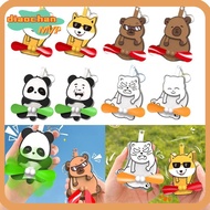 DIACHAMY Upgrade Egg Cat Keychain, Capybara Double-leaf Cartoon Keychain, Gifts Egg Fan Keychain Pus