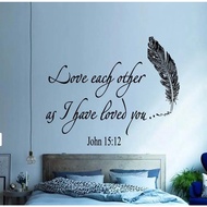 Family Bible Verses Vinyl Wall Decal Quote Love Each Other as I Have Loved You John 15:12 Window Glass Stickers Christian Mural