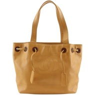 【日本直送】香奈兒 CHANEL COCO 標誌 托特包 束口袋 魚子醬皮革 棕色 女士【二手】