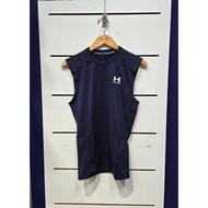 [Qingdaihong] UNDER ARMOUR Men's HG Armour Sports Vest Top Dark Blue 1361522-410