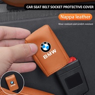 Car Seat Belt Buckle Covers Nappa leather Car Seatbelt Button Protector Seat Belt Clip Cover For BMW