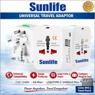 Sunlife 6A 100-240V AC Universal Socket Travel Adaptor Adapter with 2.4A 5V DC ( 2xUSB + Type C) por