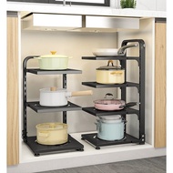 🇸🇬 Adjustable Pot Rack Pot Organiser Under Sink Pot Storage Rack Kitchen Sink Organiser Kitchen Pot 