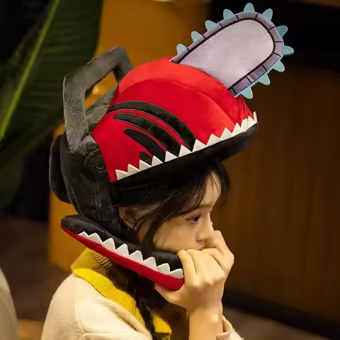 Anime Chainsaw Man Mask Headgear Denji Cosplay Accessories Pochita Caps Half Face Mask Masquerade Ha