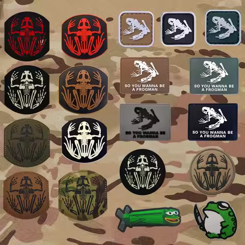 So You Wanna Be A Frogman Skull Bone Skeleton Frog Patch Reflective Glow PVC Rubber Badge Tactic Sho