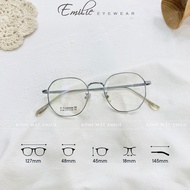 Small size unisex angular polygonal glasses frame made of tiranium flexible metal Emilie 9136 eyegla