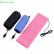 FUHUI Silicone Keyboard, Mute Soft Touch USB Wired Keyboard, Pc Accessories Lightweight Rollup Water