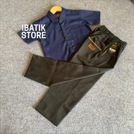 KATUN KEMEJA Boys' Short Sleeve Shirt + Long Chinos Pants Set for Children Ages 1-14 Years Premium C