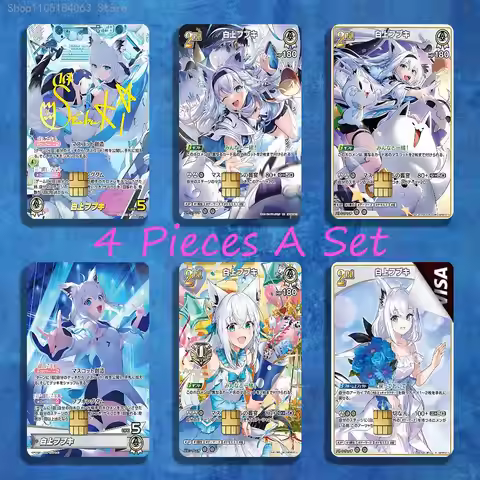 H-Hololive Shirakami Fubuki Card Stickers Credit Visa Debit Bank Charge Card Bus Metro Waterproof St