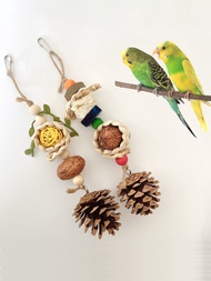 1個隨機鳥類撕掉玩具,供鳥類咀嚼,野鳥尋食應用,適用於小型中型鸚鵡的鳥籠配件