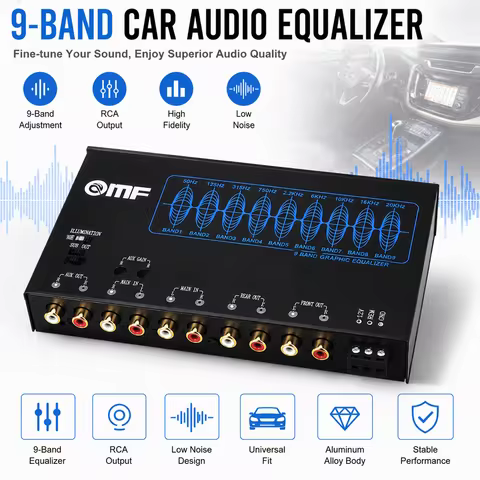 EQ9 9Full-frequency car audio equalizer，With high and low tone control，Multiple input/Output - Appli