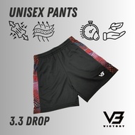 Shorts Seluar hitam Red 3.3 Edition V3 Sports Fast Dry Light Weight Two Pockets Unisex Shorts ready 