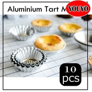 10 Pcs Egg Tart Aluminum Hard Shell Mould Cheese Tart Cupcake Cookie Mold Lined Baking Bakeware Reus