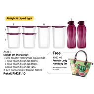 TUPPERWARE ONE TOUCH FRESH SMALL SQUARE SET / ECO 500ML/ FRENCH LADY HANDBAG / OT