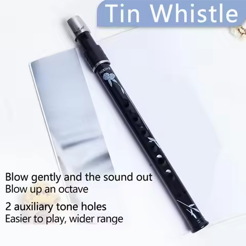 6 Holes Irish Tin Penny Whistle With Case Key Of C D Flute Whistle Instrument Woodwind For Music Lov