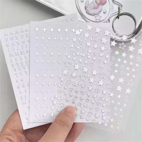 1/3pcs Silver Letters Star Stickers Y2K Kpop Toploader Deco Journaling Stickers Aesthetic Korean Sta