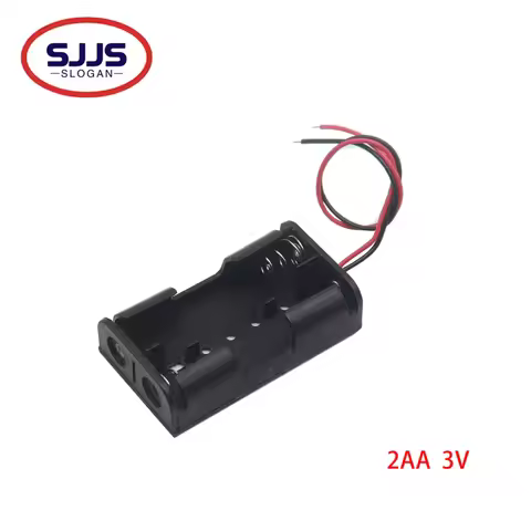【5-1PCS】2 x 1.5V AA FOR Battery Holder AA Battery Case 2AA Battery Box Black Wire Leads Case For 2 a