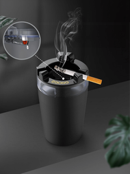 1個含水箱的煙灰缸,創意家用漏斗,防飛灰帶蓋子,辦公室個性化煙灰缸,吸煙配件