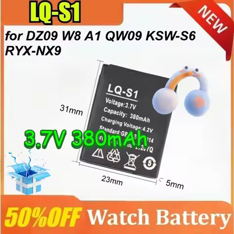 LQ-S1 Smart Watch Battery Durable SmartWatch Lithium Rechargeable Battery 3.7V 380mAh for DZ09 W8 A1