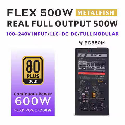 METALFISH Flex 500W Modular Power Supply Small 1U Computer PSU Flex-ATX 500W For ITX Mini PC POS AIO